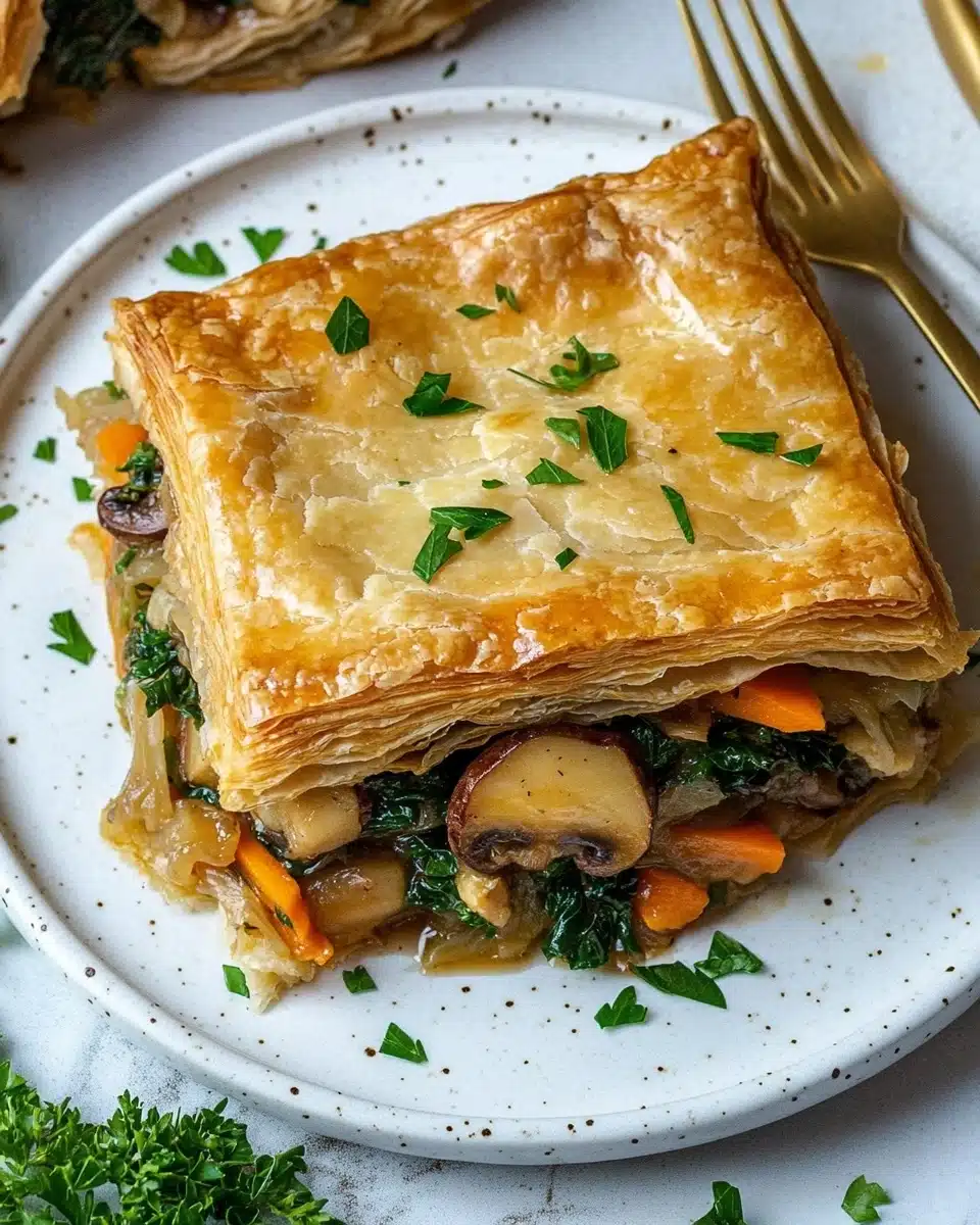 Cozy Comfort: Creamy Mushroom Pot Pie with Fresh Thyme & Garlic